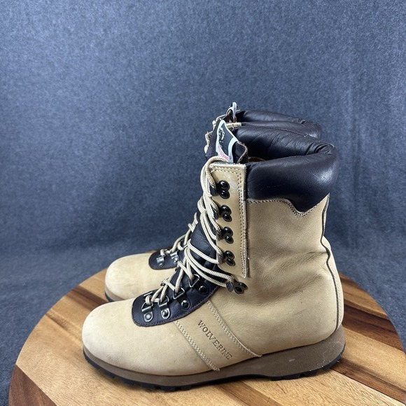 Vtg WOLVERINE 3726 Tan Leather Nobuck Lace Up Mountaineering Hiking Boots 8M USA main image 9